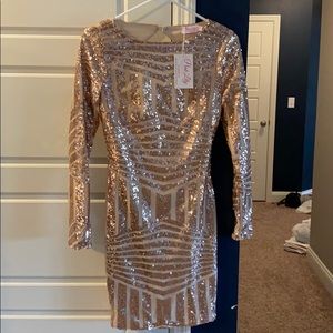 Pink lily rose gold sequin dress
